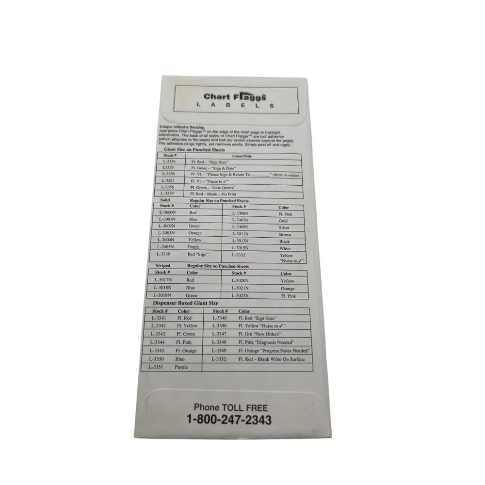 Briggs Chart Flagg Labels 250-Pack Durable Punched Sheets Flags Blue NEW